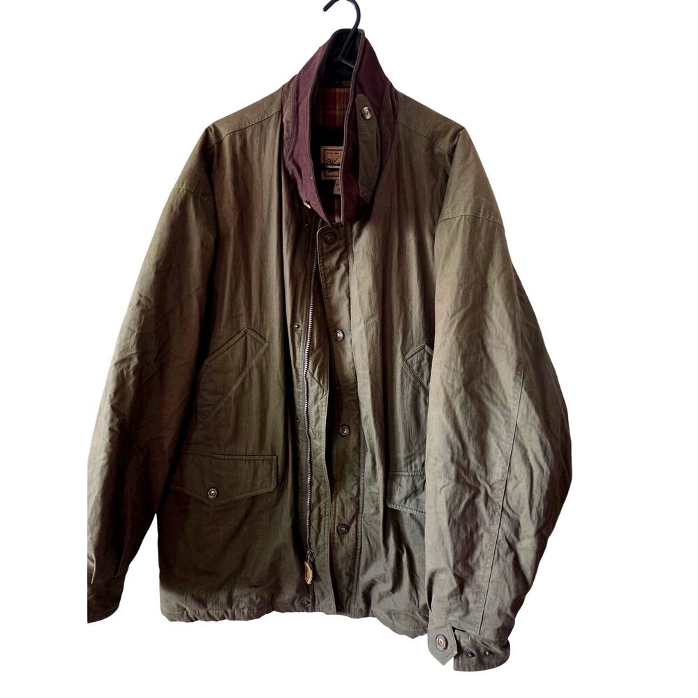 Woolrich 15402 Earth Jacket Mens 2XL Green Waxed Canvas Field Hunting Barn Coat